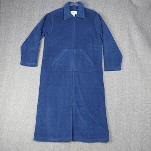 AMANDA STEWART COUNTRY WOMENS VTG BLUE ZIP UP DRESSING NIGHT GOWN ROBE SZ S